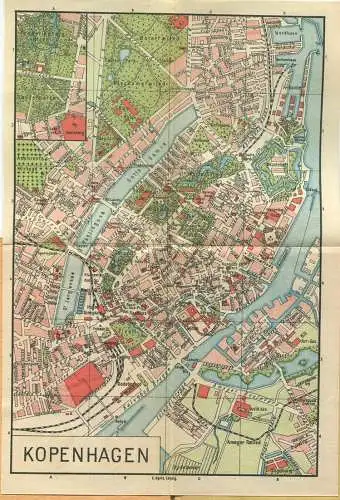 Miniatur-Bibliothek Nr. 980/981 - Reiseführer Kopenhagen mit einem Plan - 8cm x 12cm - 80 Seiten ca. 1910 - Verlag für K