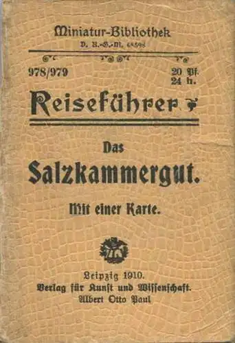 Miniatur-Bibliothek Nr. 978/979 - Reiseführer Das Salzkammergut mit einer Karte von Dr. Paul Sakolowski - 8cm x 12cm - 6