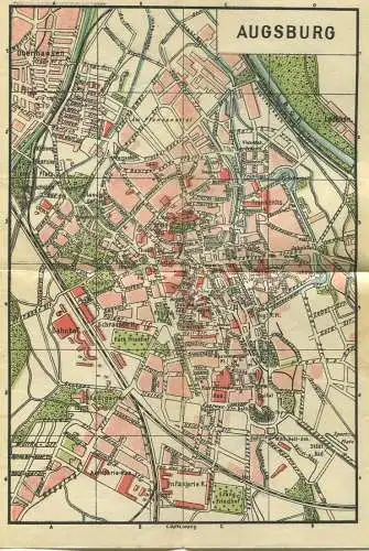 Miniatur-Bibliothek Nr. 972 - Reiseführer Augsburg mit farbigem Plan von H. Caspary - 8cm x 12cm - 40 Seiten ca. 1910 -