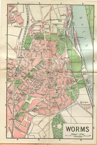 Miniatur-Bibliothek Nr. 959 - Reiseführer Worms mit einem Plan - 8cm x 12cm - 32 Seiten ca. 1910 - Verlag für Kunst und