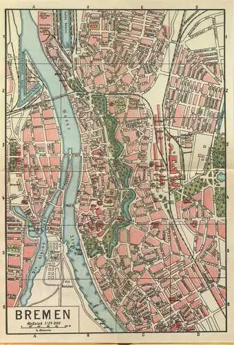 Miniatur-Bibliothek Nr. 952 - Reiseführer Bremen mit einem farbigen Plan von Carl Weinhold - 8cm x 12cm - 48 Seiten ca.