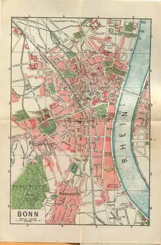 Miniatur-Bibliothek Nr. 947 - Reiseführer Bonn und das Siebengebirge mit einem farbigen Plan und einer Wegekarte von Dr.