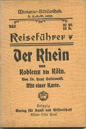 Miniatur-Bibliothek Nr. 942 - Reiseführer Der Rhein von Koblenz bis Köln von Dr. Paul Sakolowski mit einer Karte - 8cm x
