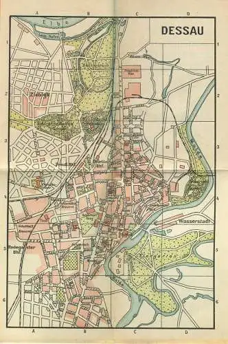 Miniatur-Bibliothek Nr. 939 - Reiseführer Dessau und Umgebung mit einem Plan - 8cm x 12cm - 64 Seiten ca. 1910 - Verlag