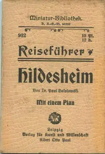 Miniatur-Bibliothek Nr. 932 - Reiseführer Hildesheim mit einem Plan - 8cm x 12cm - 40 Seiten ca. 1910 - Verlag für Kunst