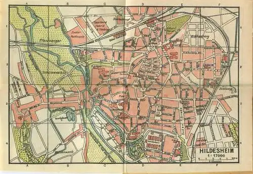 Miniatur-Bibliothek Nr. 932 - Reiseführer Hildesheim mit einem Plan - 8cm x 12cm - 40 Seiten ca. 1910 - Verlag für Kunst