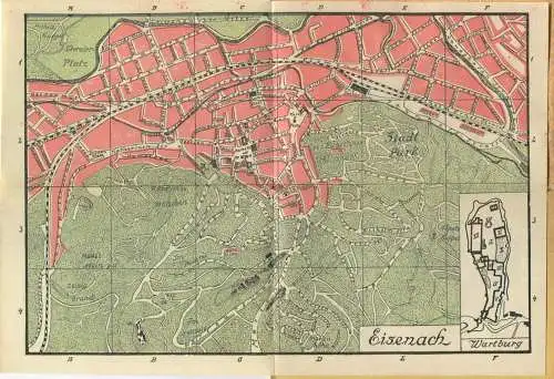 Miniatur-Bibliothek Nr. 930 - Reiseführer Eisenach mit einem Stadtplan - 8cm x 12cm - 48 Seiten ca. 1910 - Verlag für Ku