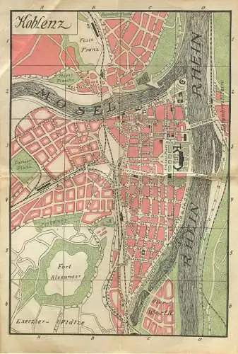 Miniatur-Bibliothek Nr. 924 - Städteführer Koblenz mit einem Stadtplan - 8cm x 12cm -  Seiten ca. 1910 - Verlag für Kuns