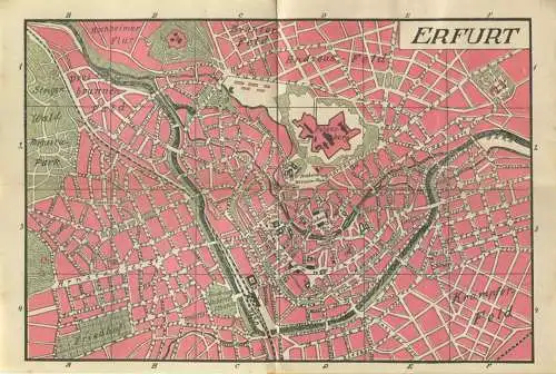 Miniatur-Bibliothek Nr. 923 - Städteführer Erfurt mit einem Stadtplan - 8cm x 12cm - 40 Seiten ca. 1910 - Verlag für Kun