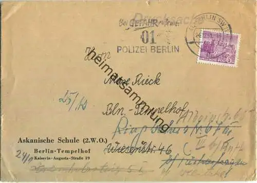 Ortsbrief Berlin - 6 Pf. Bauten - Askanische Schule Tempelhof am 24.Dezember 1951