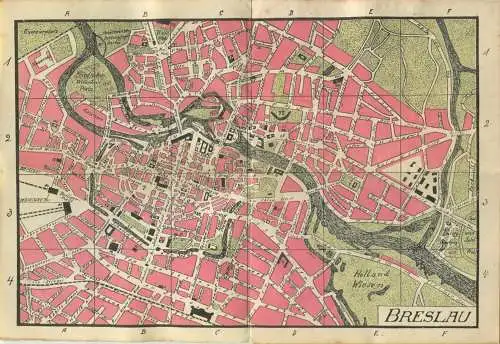 Miniatur-Bibliothek Nr. 921 - Städteführer Breslau mit einem Stadtplan - 8cm x 12cm - 74 Seiten ca. 1910 - Verlag für Ku