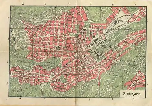 Miniatur-Bibliothek Nr. 920 - Reiseführer Stuttgart mit einem farbigen Plan - 8cm x 12cm - 48 Seiten ca. 1910 - Verlag f