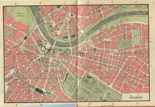 Miniatur-Bibliothek Nr. 919 - Städteführer Dresden mit einem Stadtplan - 8cm x 12cm - 86 Seiten ca. 1910 - Verlag für Ku