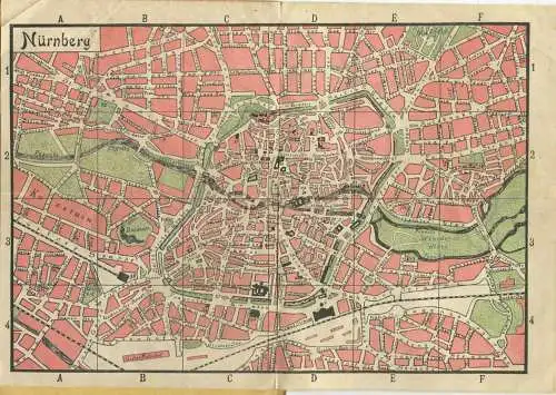 Miniatur-Bibliothek Nr. 917 - Reiseführer Nürnberg mit einem Stadtplan - 8cm x 12cm - 52 Seiten ca. 1910 - Verlag für Ku