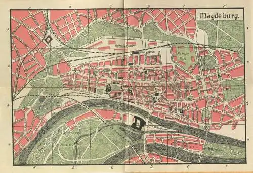Miniatur-Bibliothek Nr. 916 - Städteführer Magdeburg mit einem Stadtplan - 8cm x 12cm - 32 Seiten ca. 1910 - Verlag für