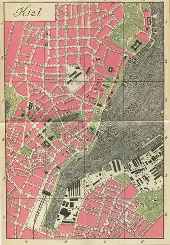 Miniatur-Bibliothek Nr. 912 - Städteführer Kiel mit einem Stadtplan - 8cm x 12cm - 44 Seiten ca. 1910 - Verlag für Kunst