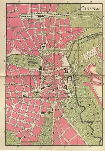 Miniatur-Bibliothek Nr. 911 - Städteführer Weimar mit einem Stadtplan - 8cm x 12cm - 44 Seiten ca. 1910 - Verlag für Kun