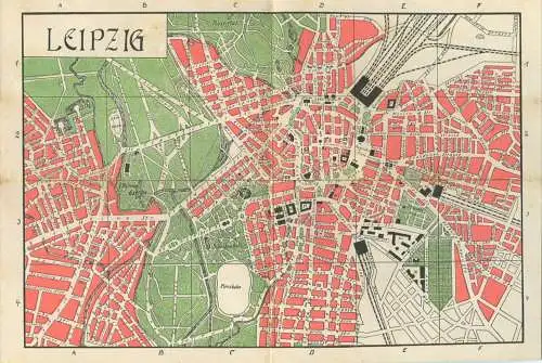 Miniatur-Bibliothek Nr. 903-904 - Reiseführer Leipzig mit farbigem Plan - 8cm x 12cm - 94 Seiten ca. 1910 - Verlag für K