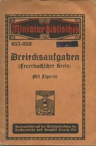 Miniatur-Bibliothek Nr. 857-858 - Dreiecksaufgaben (Feuerbacher Kreis) mit Figuren - 8cm x 12cm - 56 Seiten ca. 1910 - V