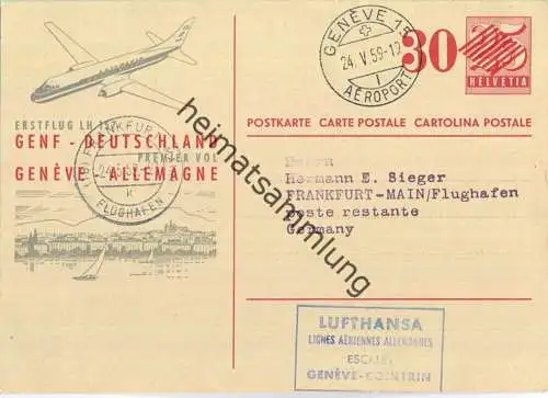 Luftpost Deutsche Lufthansa - Eröffnungsflug Genf - Deutschland am 24.Mai 1959 - Ganzsache