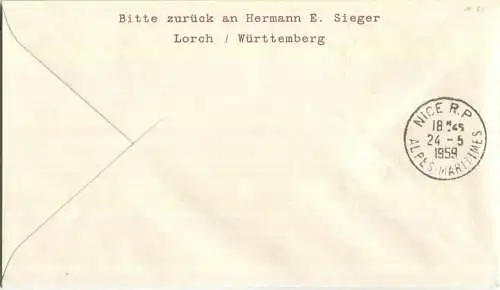 Luftpost Deutsche Lufthansa - Eröffnungsflug Wahn - Nizza am 24.Mai 1959 - Ganzsache