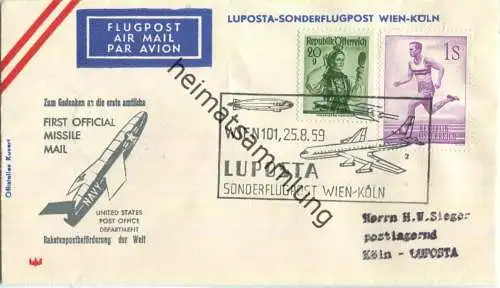Luftpost Deutsche Lufthansa - LUPOSTA Sonderflug Wien - Köln am 25.August 1959