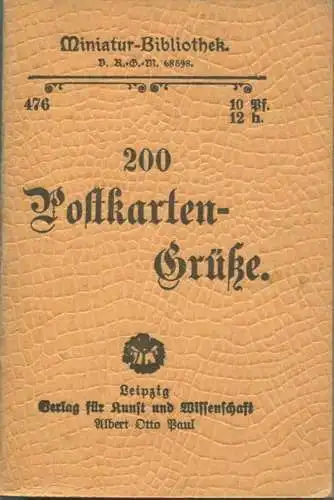 Miniatur-Bibliothek Nr. 476 - 200 Postkartensprüche Originalverse von Ernst Maier - 8cm x 12cm - 48 Seiten ca. 1900 - Ve