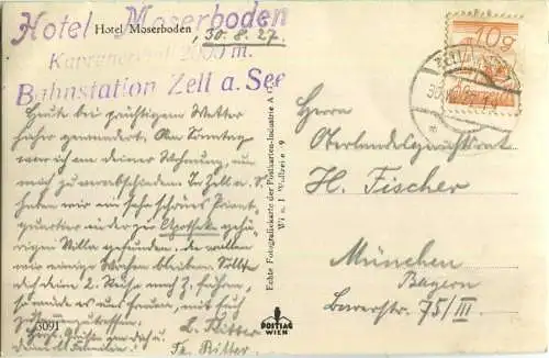 Kaprunertal - Hotel Moserboden - Foto-Ansichtskarte - Verlag Postkartenindustrie AG Wien