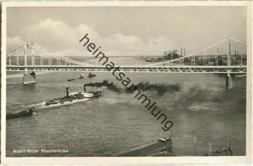 Krefeld-Uerdingen - Adolf Hitler Rheinbrücke - Foto-Ansichtskarte 30er Jahre - Verlag Lechner und Hayn Krefeld