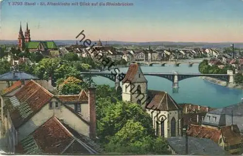 Basel - St. Albankirche mit Blick auf die Rheinbrücken - Edition Photoglob Zürich - gel. 1924