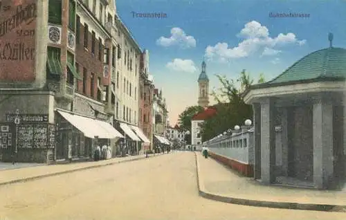 Traunstein - Bahnhofstrasse - Verlag B. Lehrburger Nürnberg