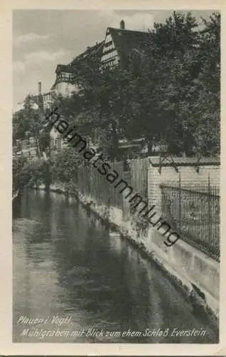Plauen - Mühlgraben mit Blick zum ehemaligen Schloss Everstein - Verlag R. Kallmer Zwickau gel. 1953
