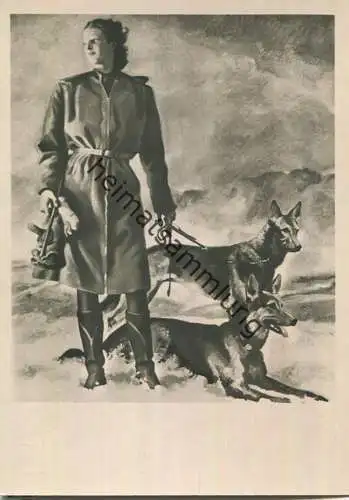 HDK523 - Jul. Engelhard - Mädchen mit Hunden - Verlag Heinrich Hoffmann Strassburg