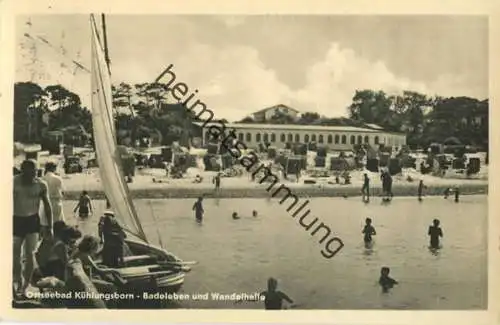 Kühlungsborn - Badeleben und Wandelhalle - Foto-AK - Heldge-Verlag Köthen gel. 1955