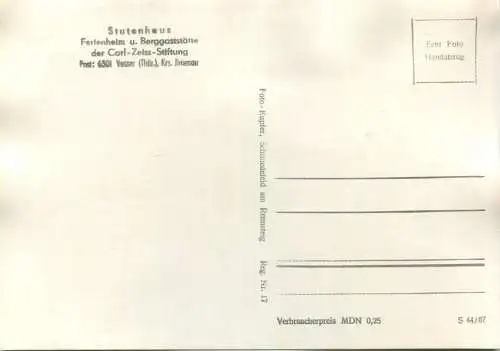 Vesser - Stutenhaus - Ferienheim und Berggaststätte der Carl-Zeiss-Stiftung - Foto-AK Grossformat Handabzug 60er Jahre