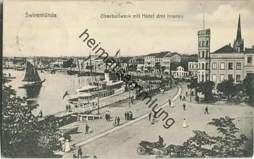 Swinoujscie - Swinemünde - Oberbollwerk - Hotel Drei Kronen - Verlag Arthur Schuster Stettin - Feldpost