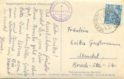 Bergwirtschaft Bieleboh - Foto-AK - Verlag W. Borsch Cunewalde gel. 1957