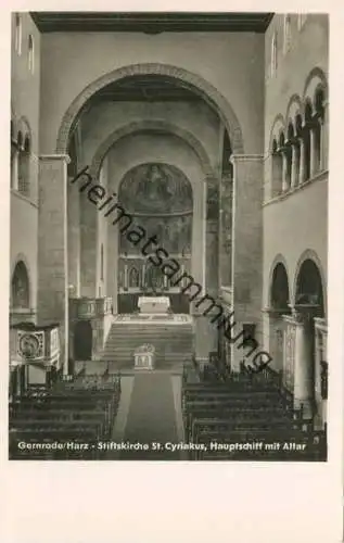 Gernrode - Stiftskirche St. Cyriakus Hauptschiff mit Altar - Foto-AK - Verlag Albert Krebs Leipzig