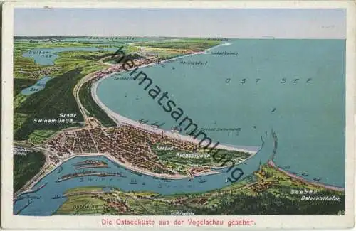 Swinoujscie - Swinemünde - Ostseeküste aus der Vogelschau - Verlag Siegmund Weil Stettin