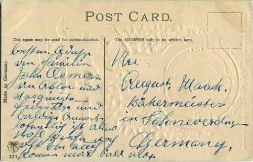 Neujahr - A Happy New Year - Katzen - Uhr - Prägedruck