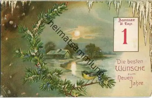 Neujahr - beste Wünsche - Prägedruck