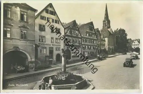 Calw - Marktplatz - W. Schäberle Hutmacher - Foto-Ansichtskarte ca. 1930 - Verlag H. Sting Tübingen