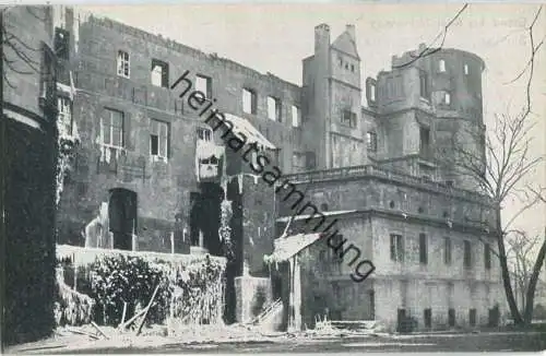 Stuttgart - Altes Schloss - Brand am 21.-22. Dezember 1931 - Ausgebrannte Schlossfront vom Karlsplatz aus