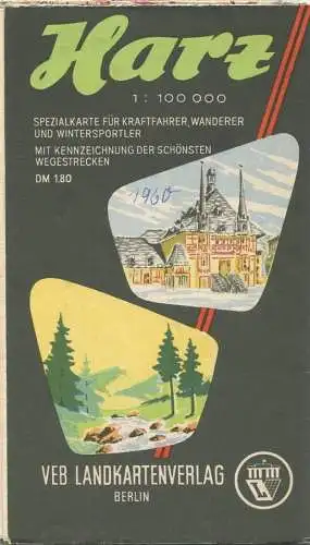 Deutschland - Harz 1963 - Spezialkarte für Kraftfahrer Wanderer und Wintersportler 60cm x 81cm 1:100'000