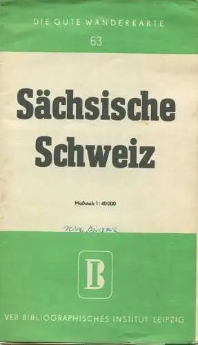 Deutschland - Sächsische Schweiz 60er Jahre - Wanderkarte 77cm x 58cm 1:40'000 - VEB Bibliographisches Institut Leipzig