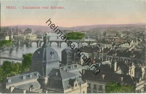 Prag - Totalansicht vom Belveder - Rückseite beschrieben 1910