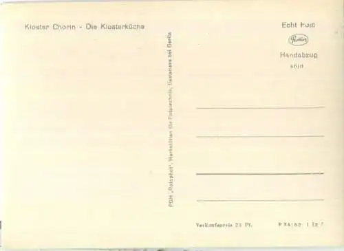 Kloster Chorin - Klosterküche - Foto-Ansichtskarte Grossformat - Handabzug - Verlag Rotophot Bestensee 60er Jahre