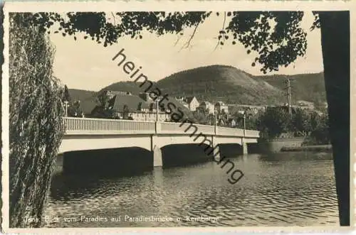 Jena - Blick vom Paradies auf die Paradiesbrücke und Kernberge - Foto-Ansichtskarte - Verlag Hermann Paris Jena