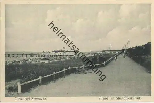 Zinnowitz - Strand mit Strandpromenade - Verlag E. Rubin & Co. Lübeck 30er Jahre
