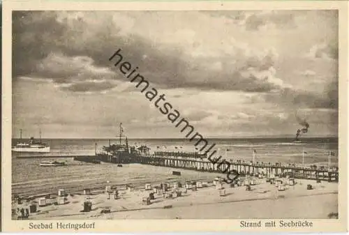 Heringsdorf - Strand mit Seebrücke - Verlag E. Rubin & Co. Lübeck 30er Jahre